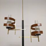 Scandinavian teak and brass chandelier from the 50s/60s