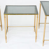 3 trundle tables in gilded brass