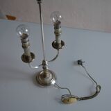Bouillotte type lamp base in silver metal