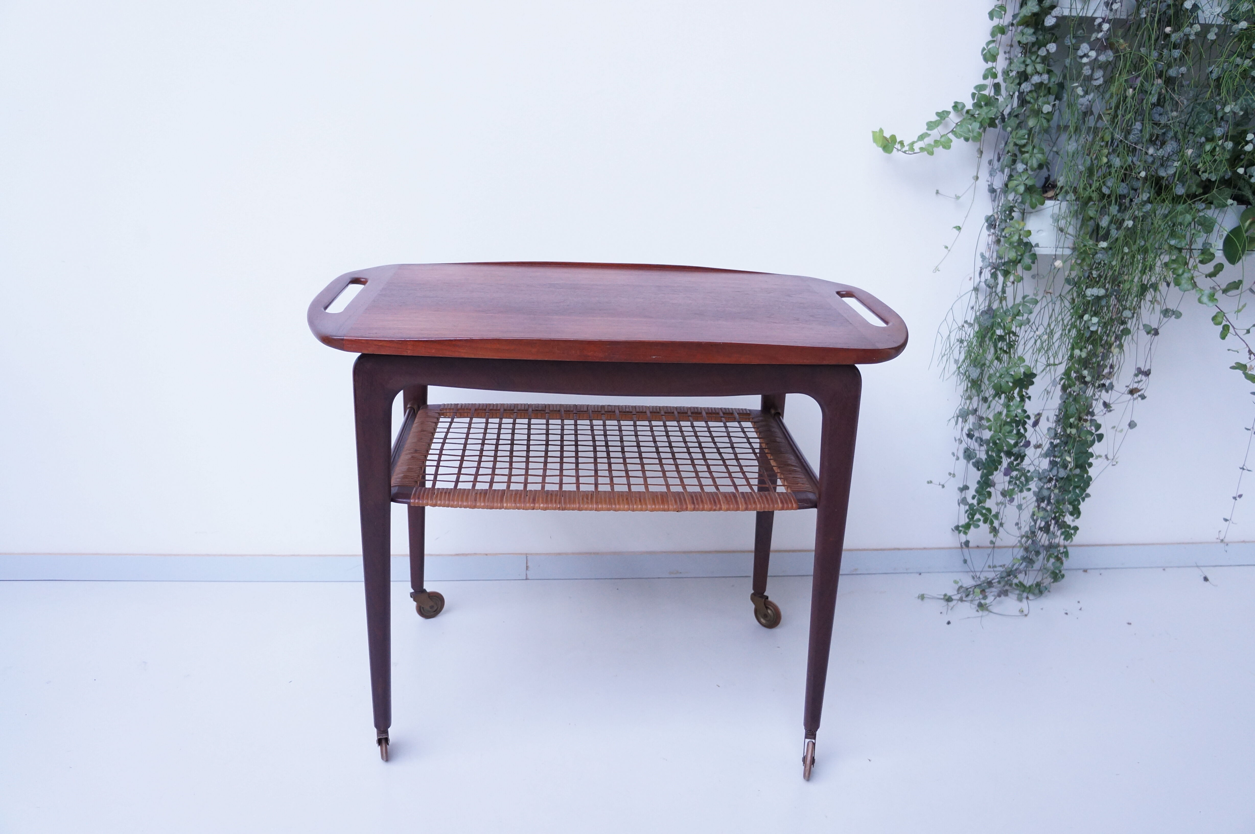 Vintage teak serving trolley Johannes Andersen 1960