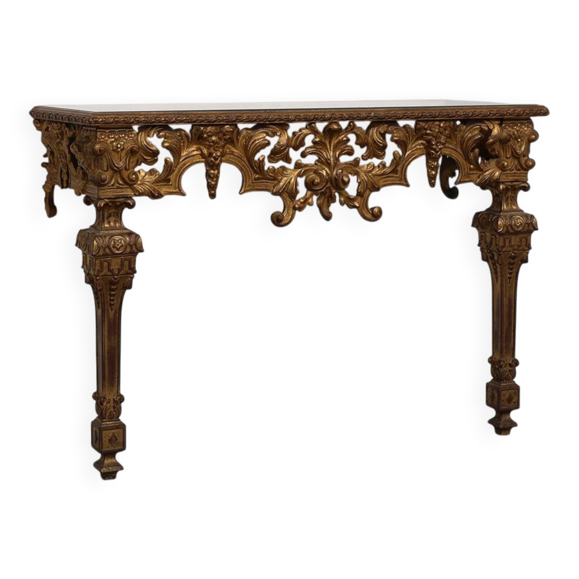20th Century Italian Baroque style gilded and carved wall console
