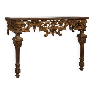 Console murale dorée et sculptée de style baroque italien du XXe siècle