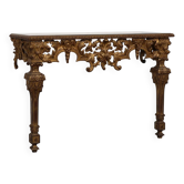 Console murale dorée et sculptée de style baroque italien du XXe siècle
