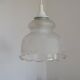 Vintage French pendant ceiling light in white glass decorated with flowers 4722