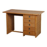 Vintage wicker, bamboo and brass desk by Dal Vera, 1970s