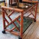 Bamboo coffee table on casters