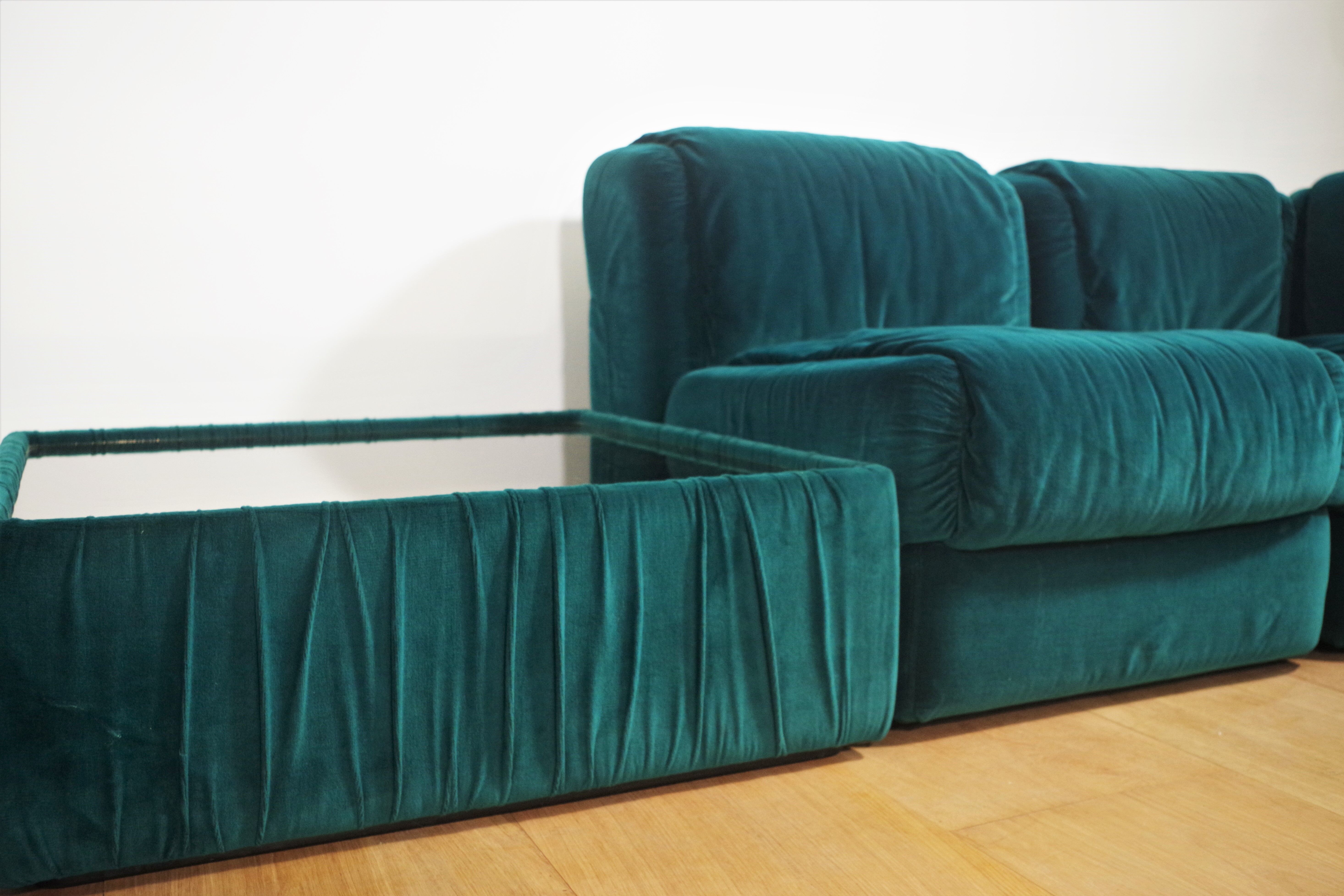 Fauteuils en Chenille de Seven Salotti, 1970s, Set de 5