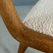 Alfred Christensen Danish oak "Boomerang" chairs set of 6 boucle fabric