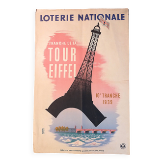 Affiche loterie "Tour Eiffel" 1939