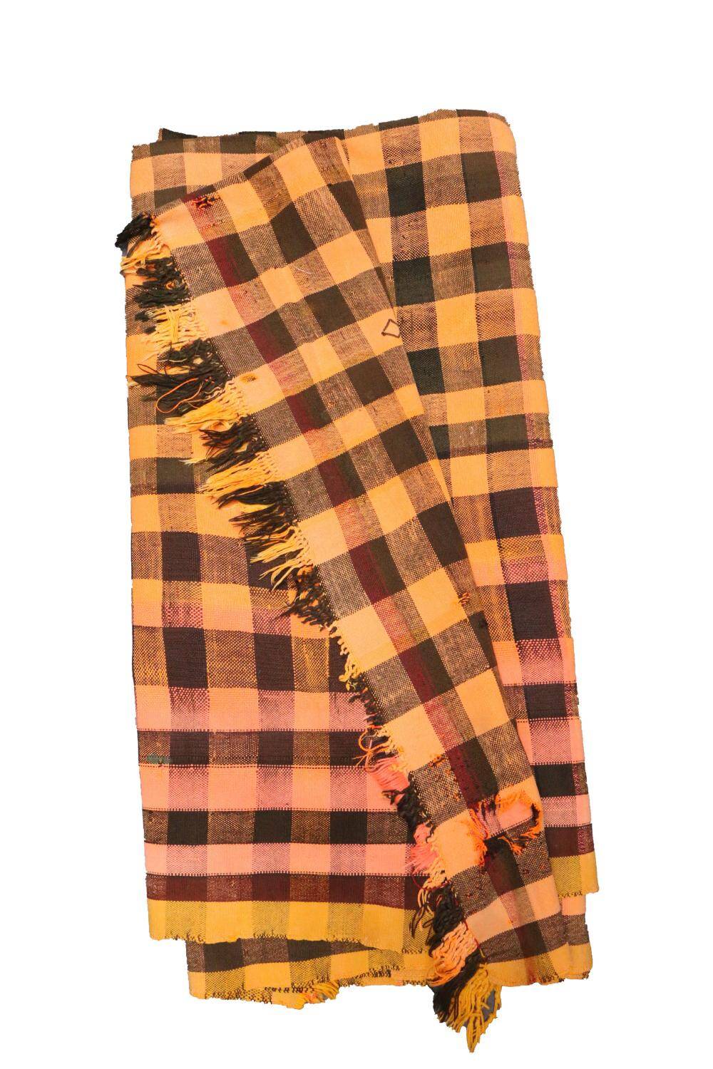 Vintage Haik checkered blanket from Morocco - 174 x 257 cm