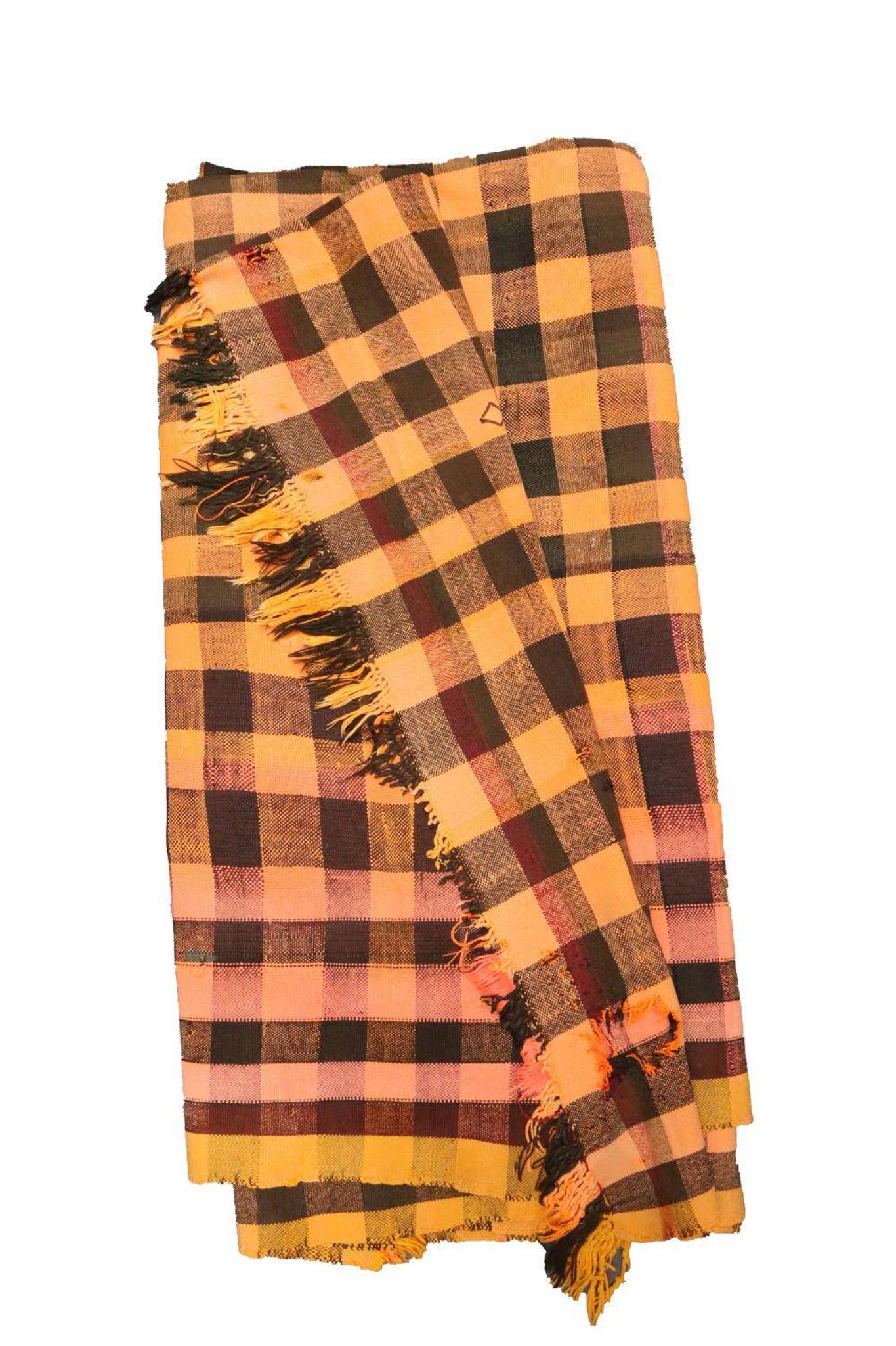 couverture vintage Haik à carreaux du maroc - 174 x 257 cm