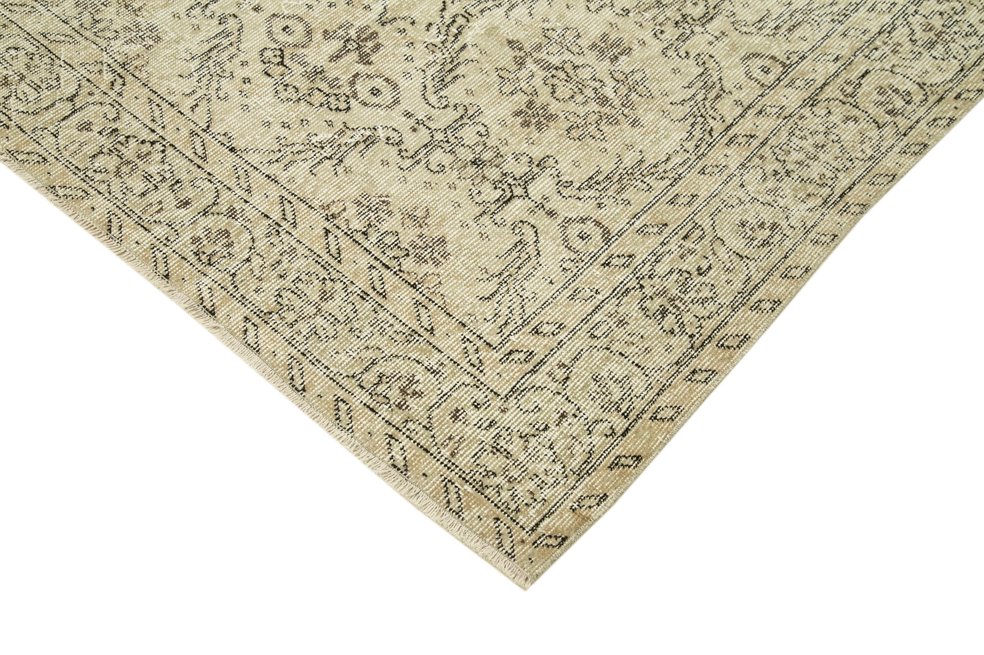 Handwoven vintage anatolian beige rug 186 cm x 290 cm - 38891