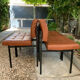 Set of 5 faux leather armchairs in fawn from the 1950s.