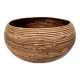 Postmodern Round Wicker and Beech Cachepot / Magazine Rack with Casters, Italy