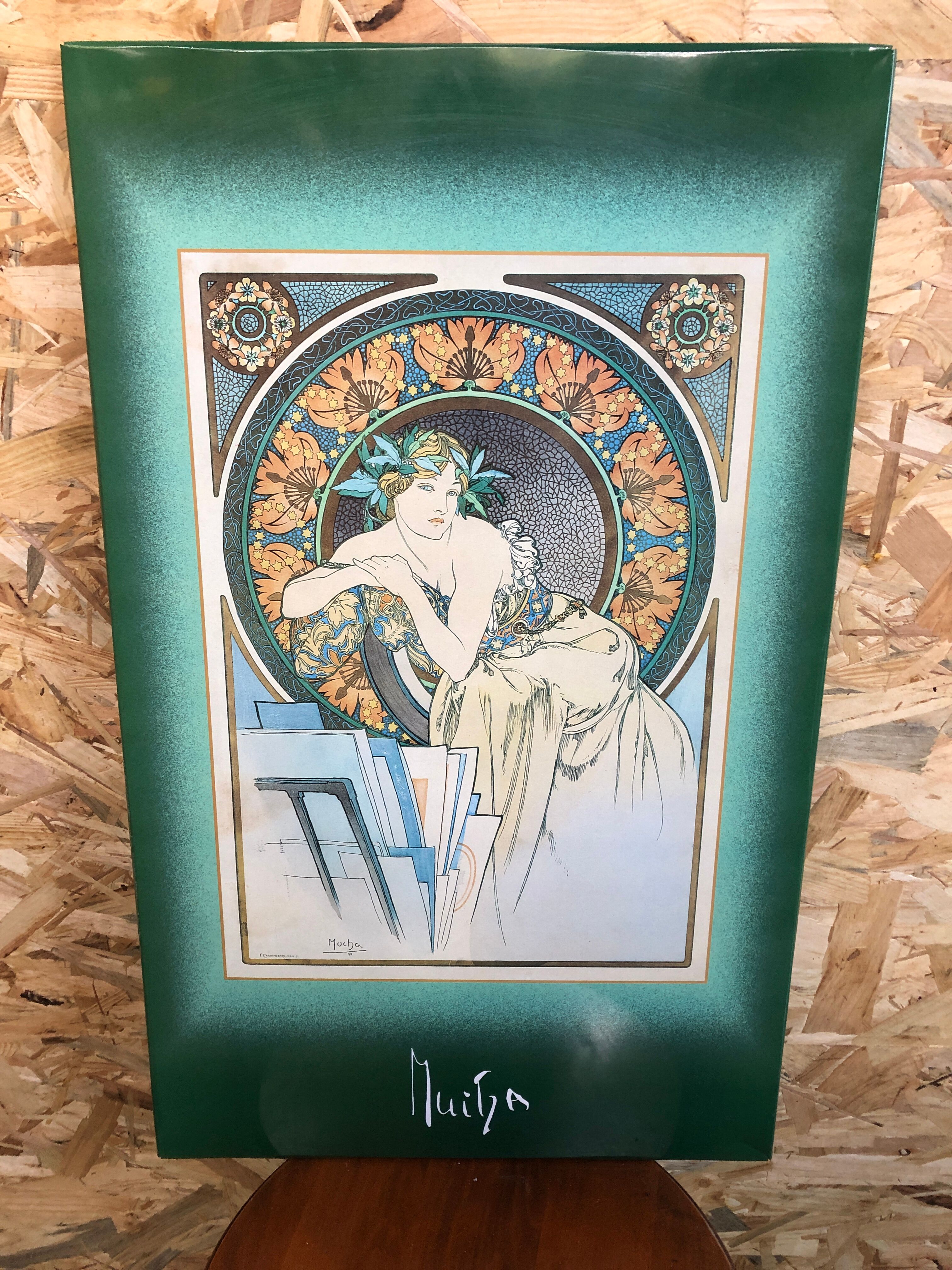 Old metal plate mucha the great masters litho art vintage decoration