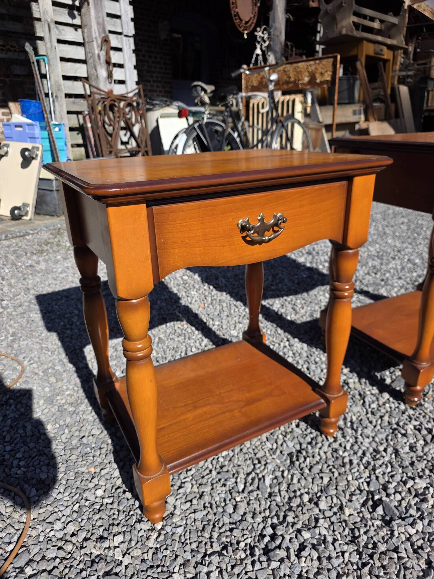 Pair of cherry wood bedside tables from the mid-20th century.