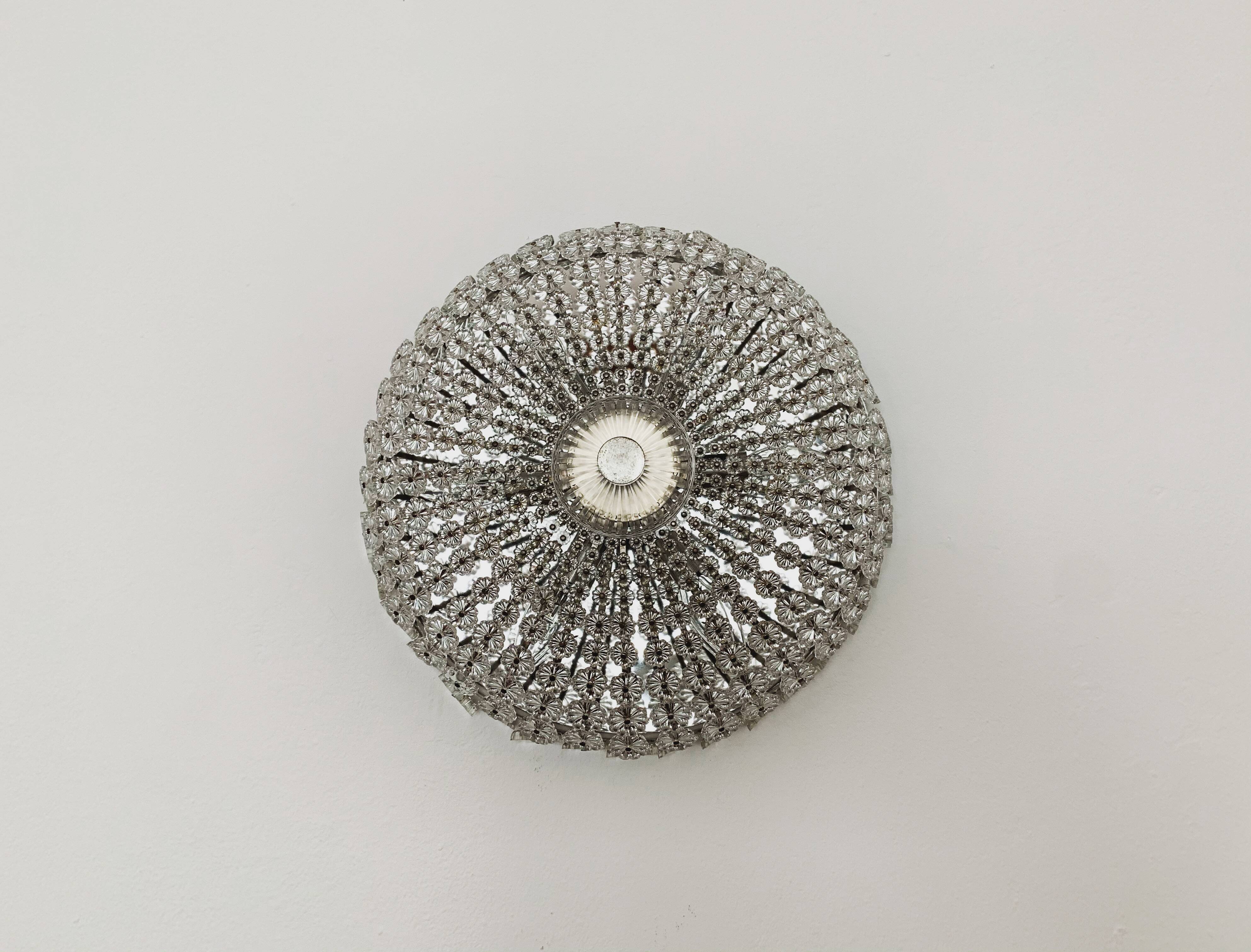 Floral Crystal Glass Flush light