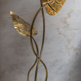 Rhubarb leaf brass floor lamp, Italy, 1970s