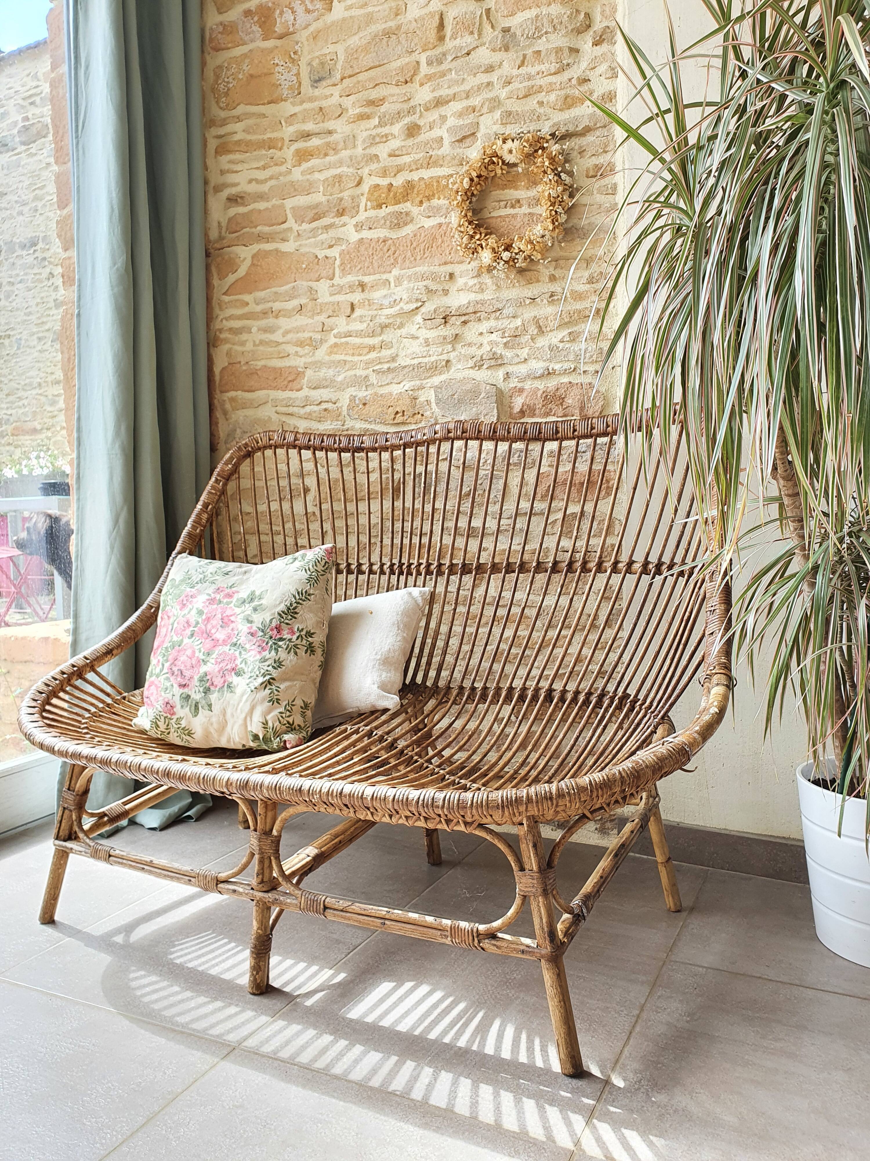 Rattan bench