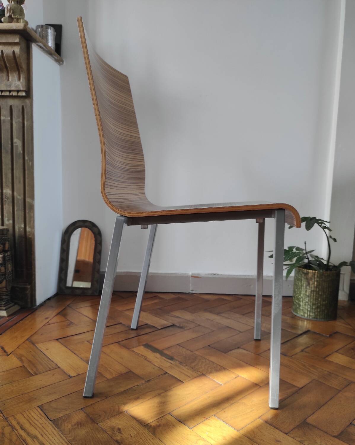 Italian design chair Pedrali "Kuadra" in Zebrano wood