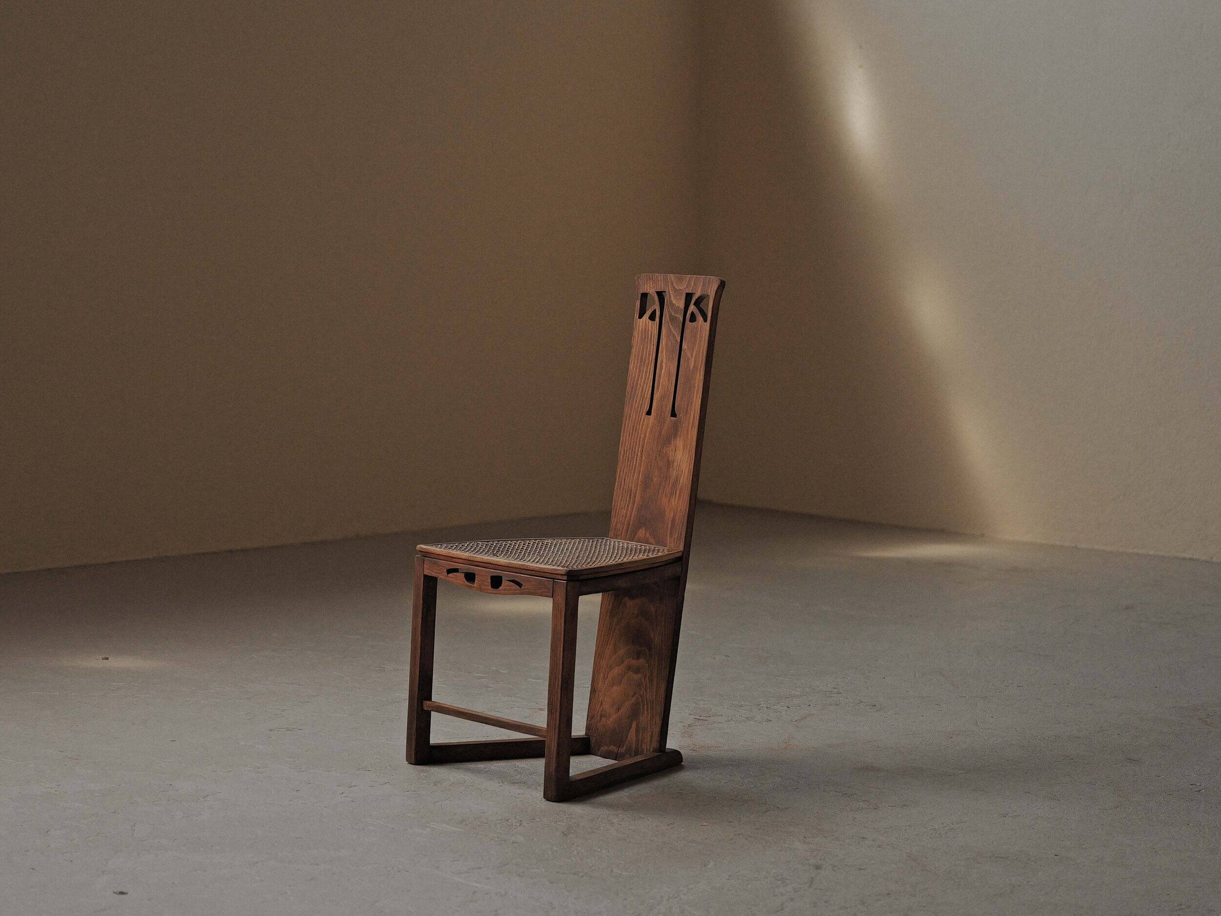 Chaise d'appoint géométrique, Arts & Crafts, vers 1900-1925