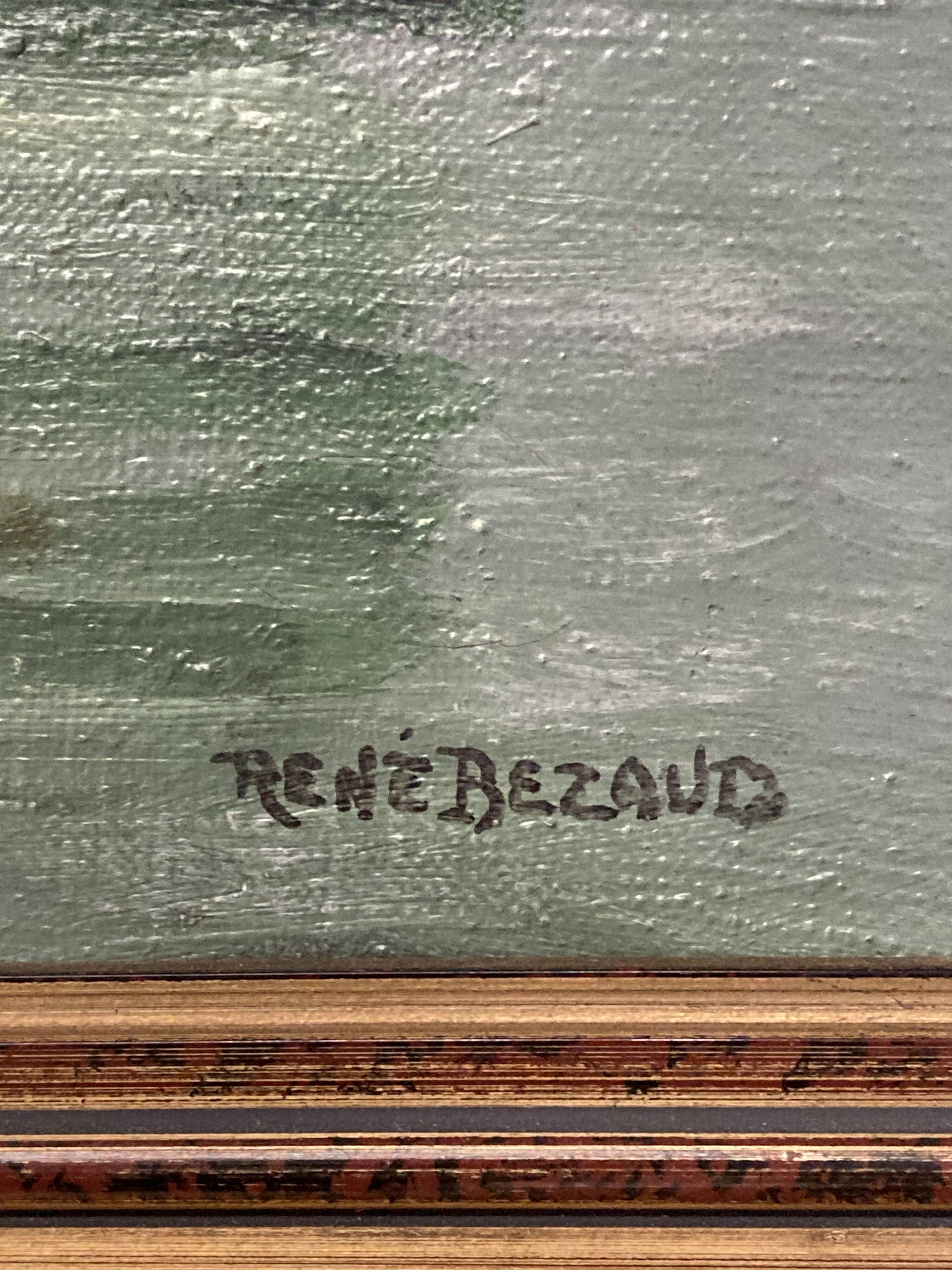 René bezaud (1909-2000), leaving the port, oil on canvas