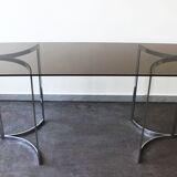 Console in smoked glass and chrome feet, 1970.