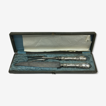 Box of cutlery with leg / roast silver filled.