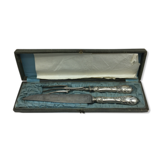 Box of cutlery with leg / roast silver filled.