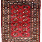 Vintage Uzbek Bukhara handmade rug 3' x 4' (94cm x 122cm) 1970s, 1C756