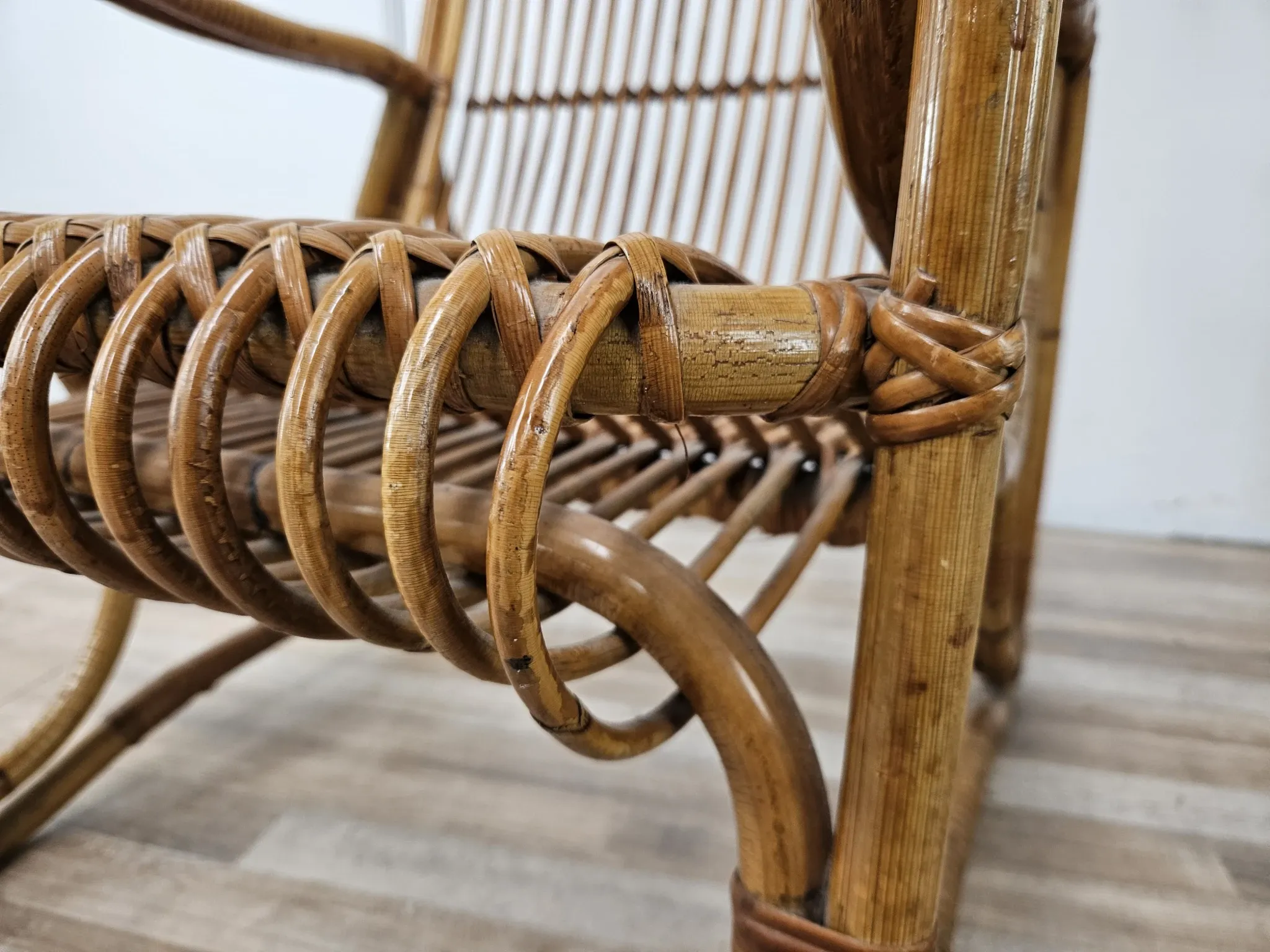 Chaises en osier vintage, 1970