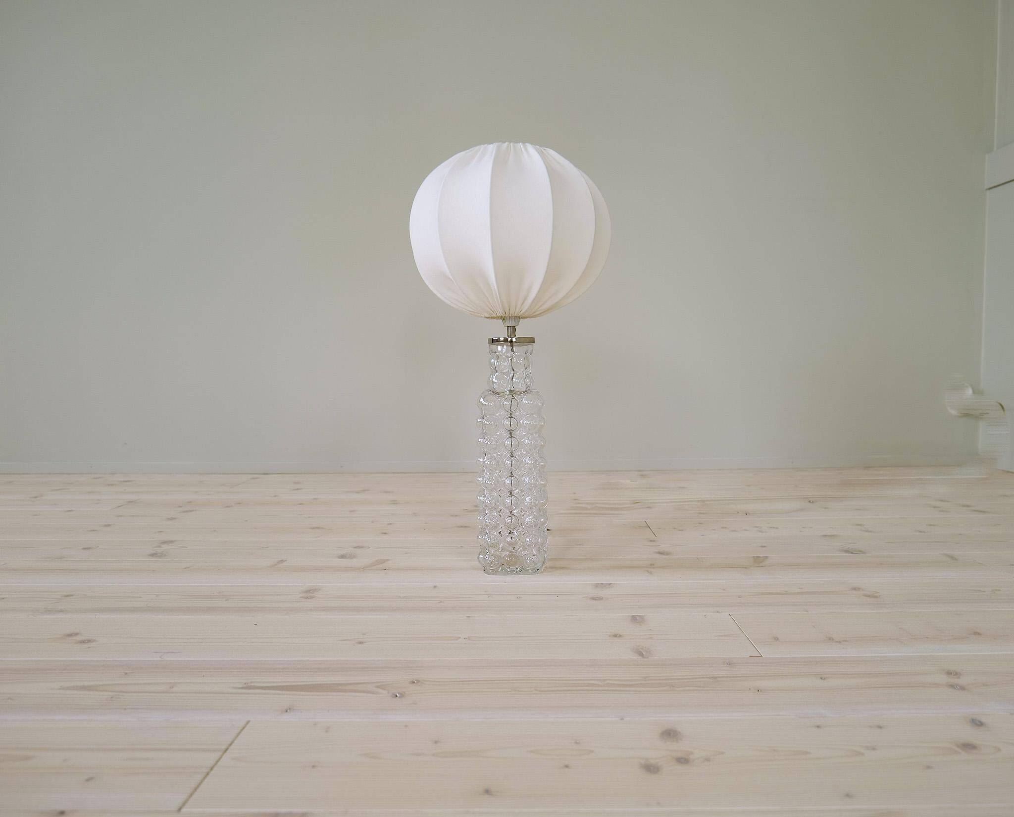 Rare mid-century modern crystal drop table lamp by Orrefors, designed by Carl Fagerlund.
