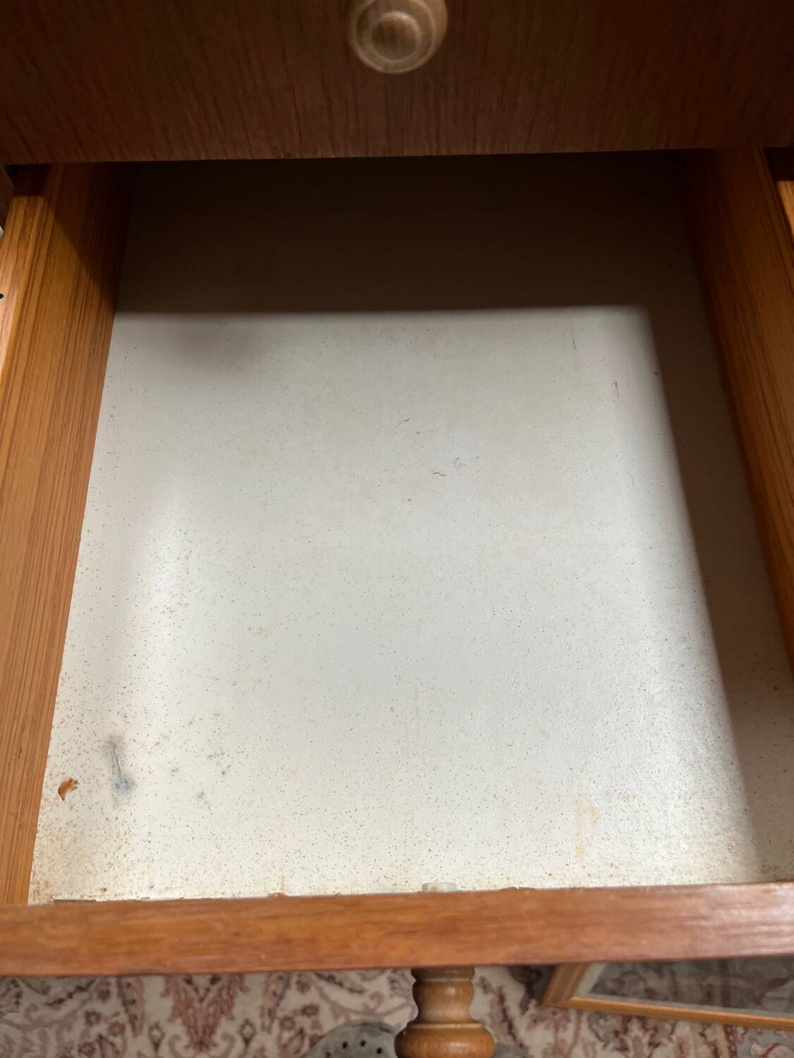 Vintage 1950s desk in light wood – compass base