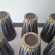 Six Orange and Black Ceramic Vases Vallauris André Baud