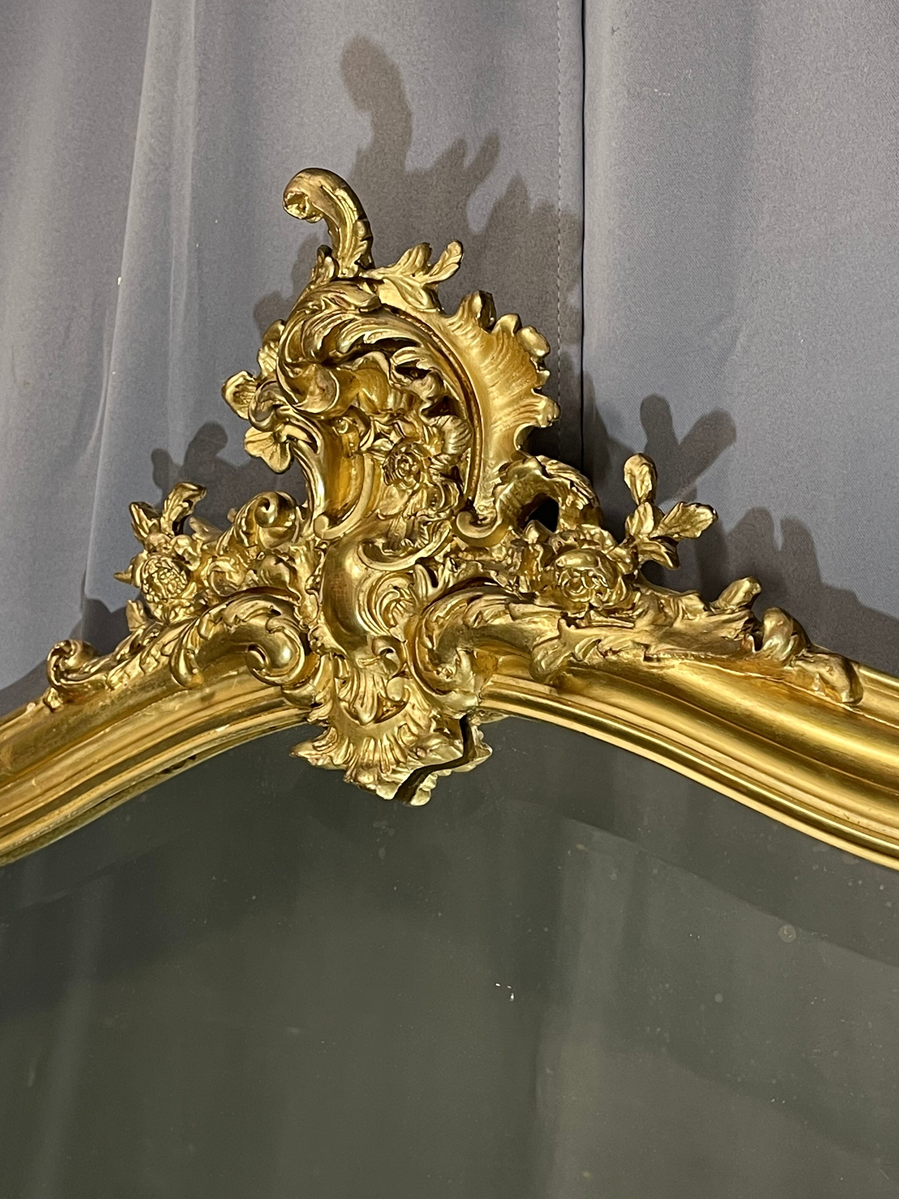 Mirror 174x111 period XIXth beautiful gilding, very good condition