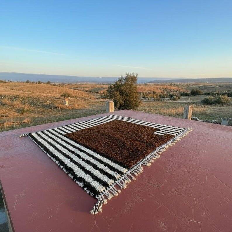 Large Berber rug made of natural wool from the Atlas Mountains, 3/4 m.