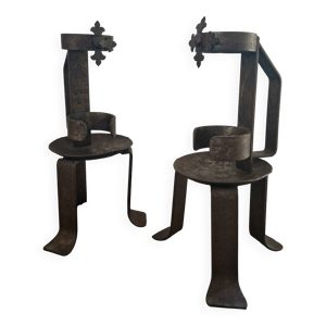 paire de bougeoirs brutalistes