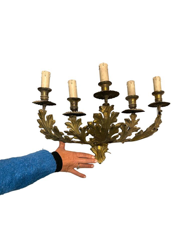 Vintage Italian Gold Gilded Tole Sconces, 1960s, Set of 2