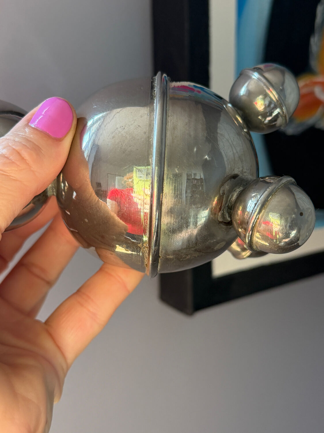 Set of 2 chrome Swedish chandeliers, 1960s style.