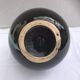 Black Ceramic Round Vase with Flower and Paradise Bird Design, 1970s Vintage