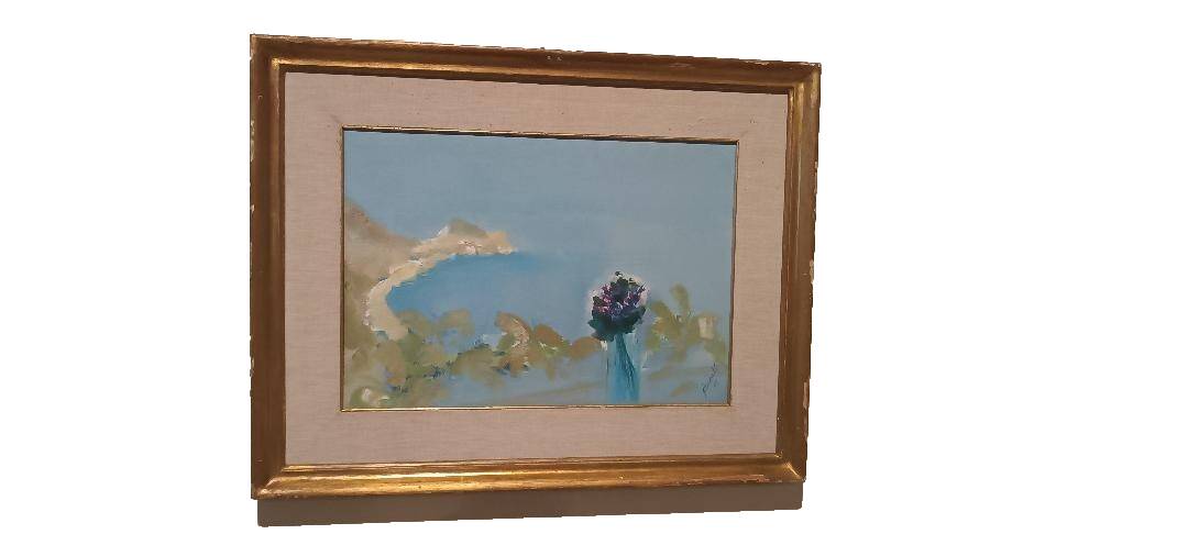 Abstract painting by Renato Borsato (Venice 1927-2013) "Title Violets" 1963