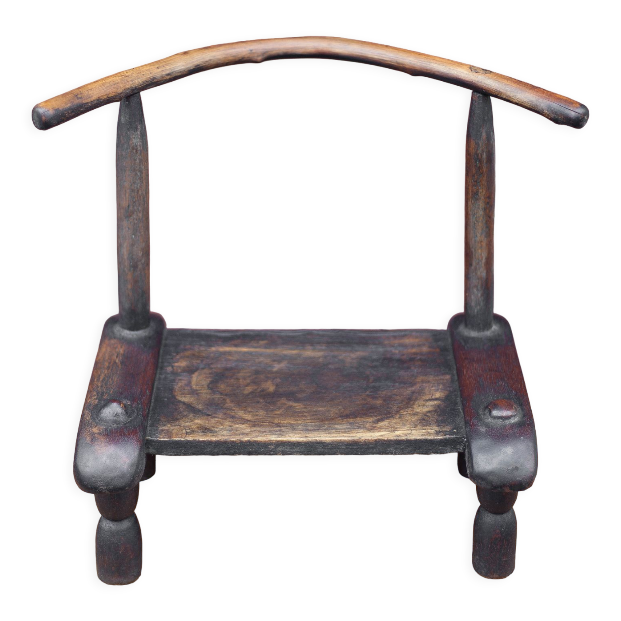 African chair in brutalist wood, vintage wood chair, Baoulé chair from Ivory Coast, decoration