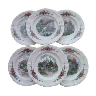 Set of 6 dessert plates in Sarreguemines earthenware Obernai model