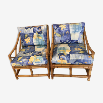 Paire de fauteuil en bambou années 50/60