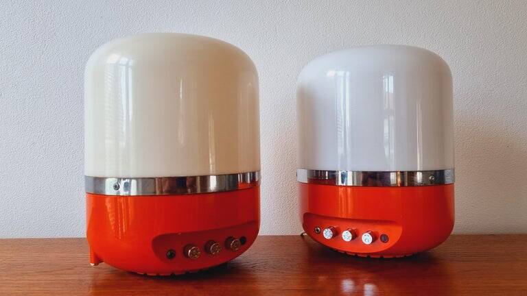 Two Midcentury Table Lamps, Space Age, Adriano Rampoldi, Italy, 1970s
