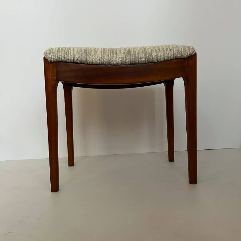 Ottoman footrest seat in teak and ecru fabric