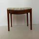 Ottoman footrest seat in teak and ecru fabric
