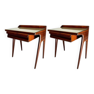 Mid-Century Wooden Bedside Tables attributed to Vittorio Dassi, Italy, 1950s, Set of 2