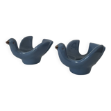 Pair of vintage Italian ceramic bird candlesticks