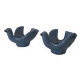Pair of bird ceramic candle holders vintage Italy